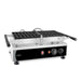 Stainless steel rotating waffle iron with dual cast aluminium plates and control knob view 2
