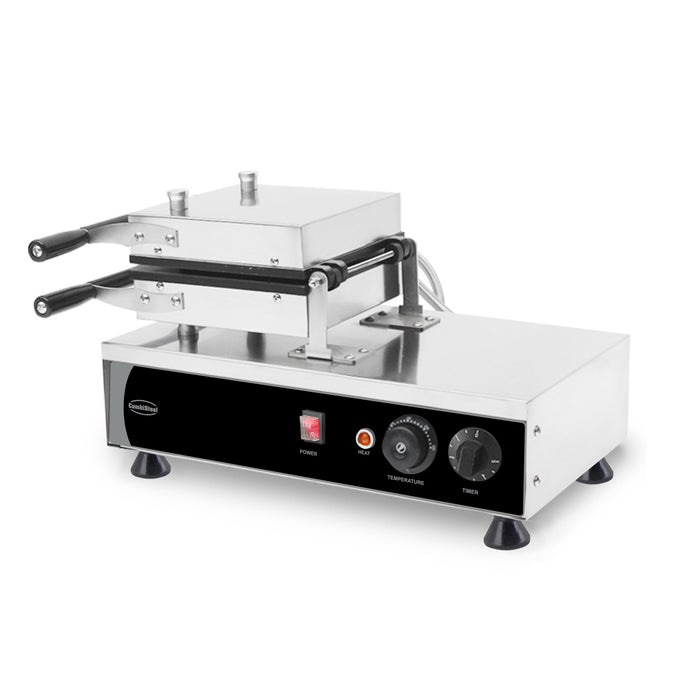 Stainless steel tabletop rotating waffle iron with cast aluminium plates view 2