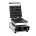 Stainless steel tabletop waffle iron with cast aluminium non-stick plates view 2