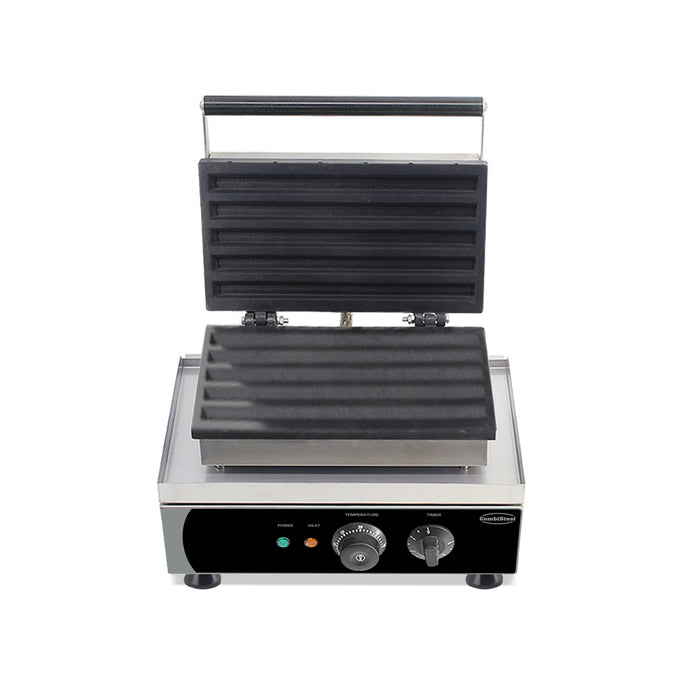 Stainless steel tabletop waffle iron with cast aluminium teflon-coated plate view 3