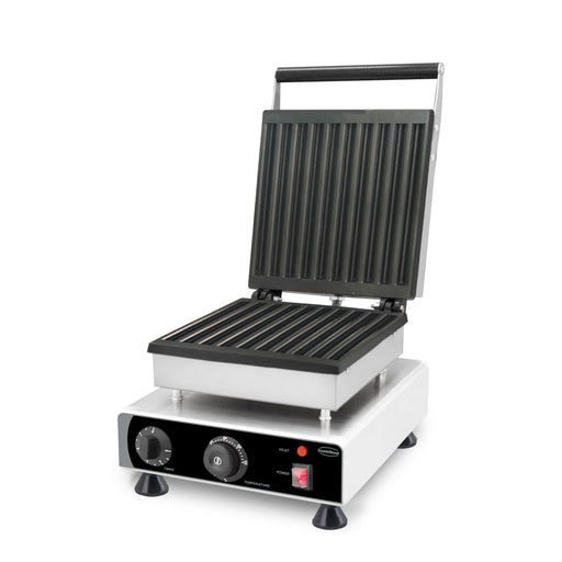 Stainless steel tabletop waffle iron with cast aluminium non-stick cooking plate
