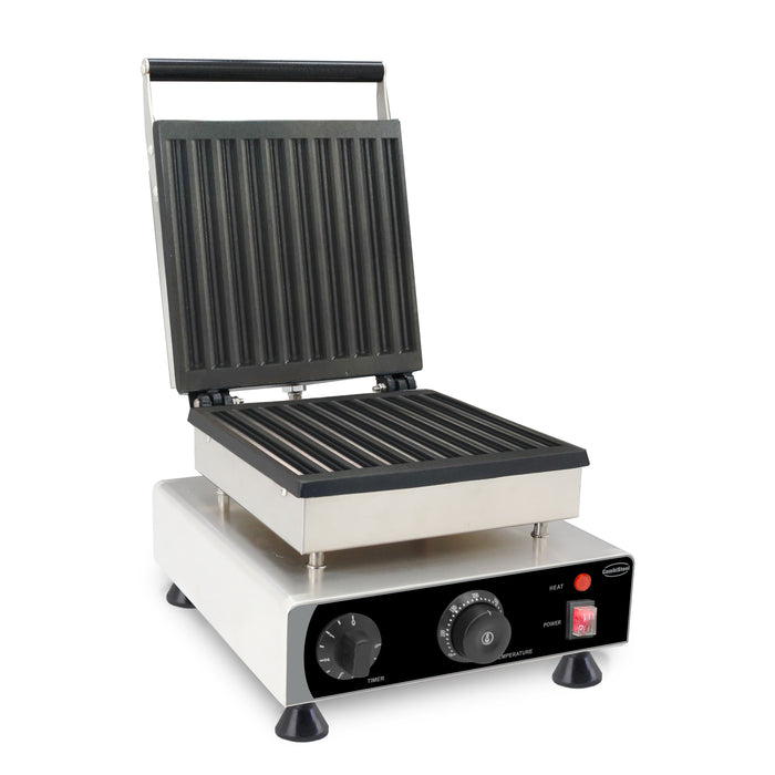 Stainless steel tabletop waffle iron with cast aluminium non-stick cooking plate view 3