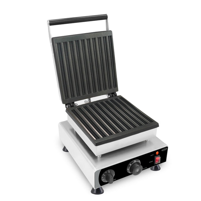 Stainless steel tabletop waffle iron with cast aluminium non-stick cooking plate view 4