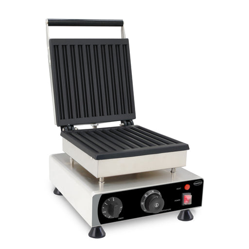 Combisteel tabletop waffle iron with 10 piece cast aluminium plates and knob controls view 2