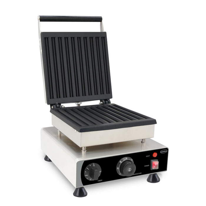 Combisteel tabletop waffle iron with 10 piece cast aluminium plates and knob controls view 2