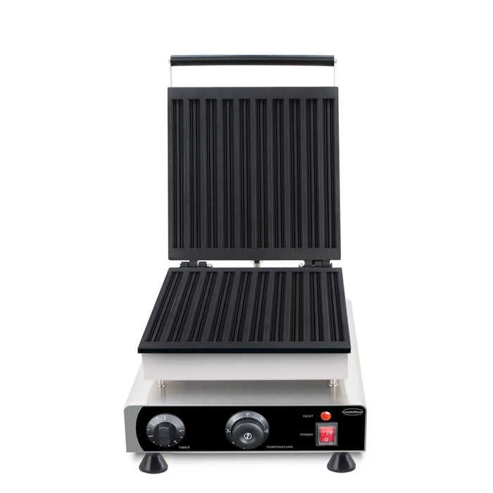 Combisteel tabletop waffle iron with 10 piece cast aluminium plates and knob controls view 3