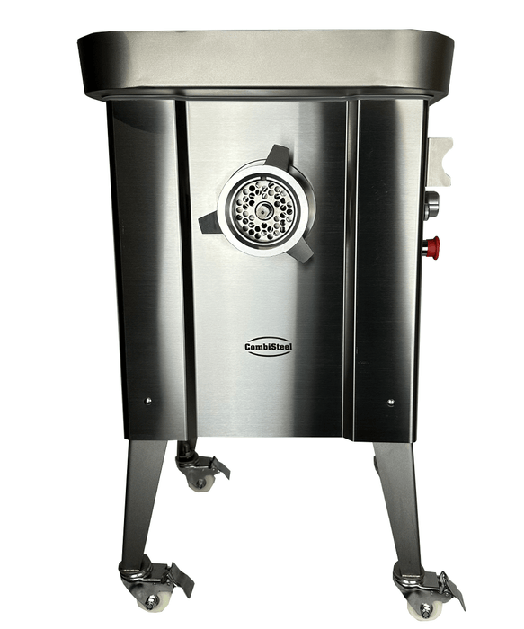Combisteel stainless steel meat grinder with 320mm blade and interchangeable grinding plates view 2