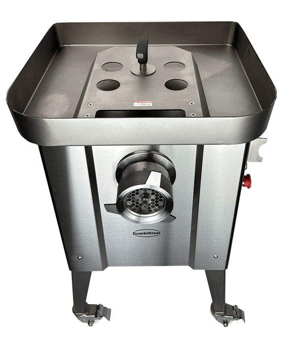 Combisteel stainless steel meat grinder with 320mm blade and interchangeable grinding plates view 3