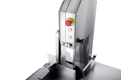 Combisteel stainless steel bone saw with 1650mm cutting band mounted on stand view 2