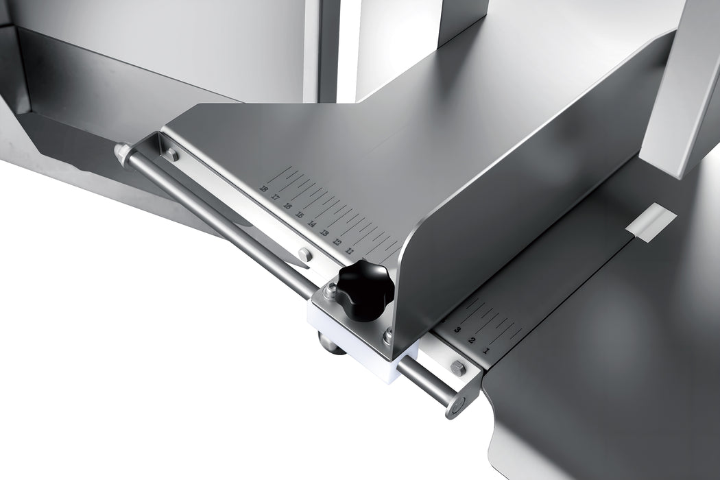 Combisteel stainless steel bone saw with 1650mm cutting band mounted on stand view 4