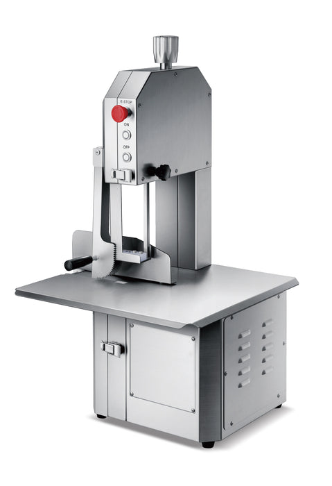 Combisteel stainless steel bone saw with 1650mm cutting band mounted on stand