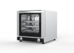 Stainless steel tabletop electric convection oven with bottom-hinged door and four guide racks view 2