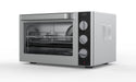 Stainless steel tabletop convection oven with glass door and rotisserie attachment view 2