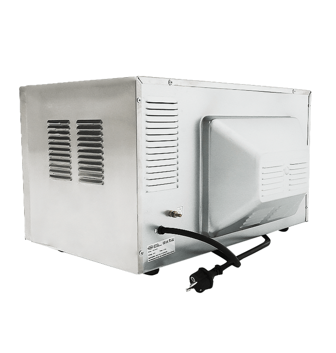 Stainless steel tabletop convection oven with glass door and rotisserie attachment view 5