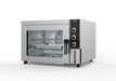 Stainless steel tabletop convection and steam oven with left-hinged door and knob controls view 2