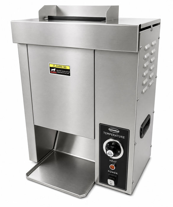 Stainless steel tabletop hamburger bun toaster with control panel view 4