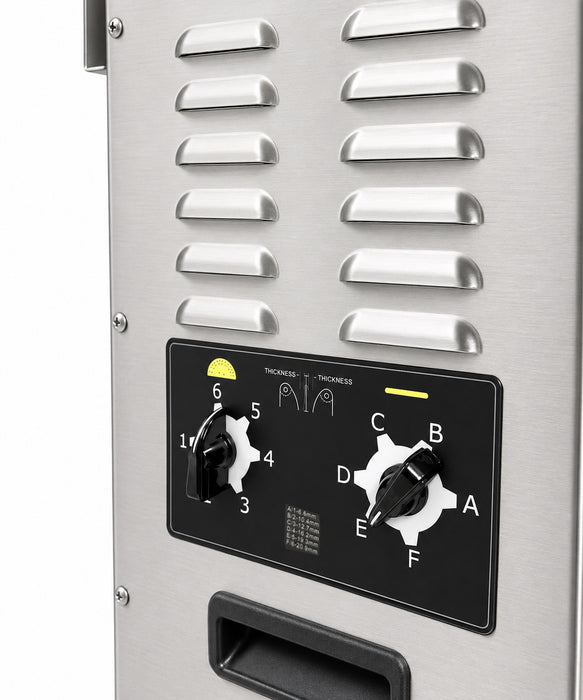 Stainless steel tabletop hamburger bun toaster with control panel view 6