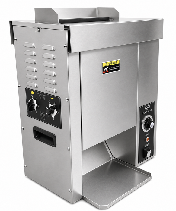 Stainless steel tabletop hamburger bun toaster with control panel view 7