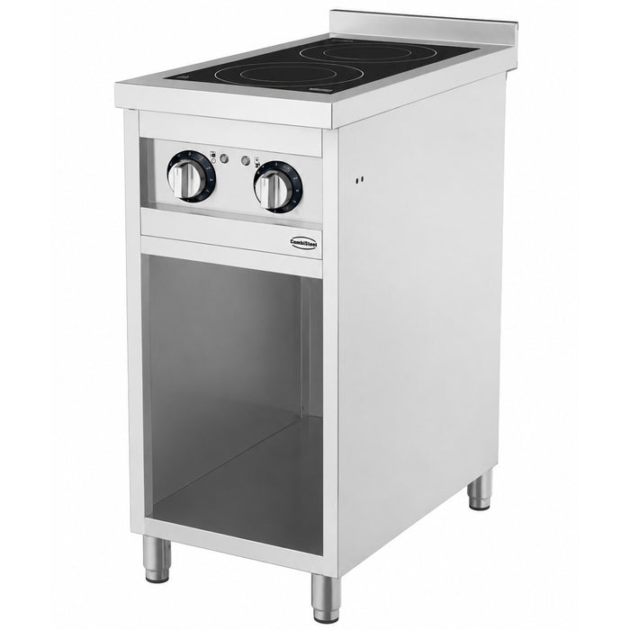 Combisteel ENTRY 700 stainless steel induction cooktop with two cooking hobs and knob controls view 3