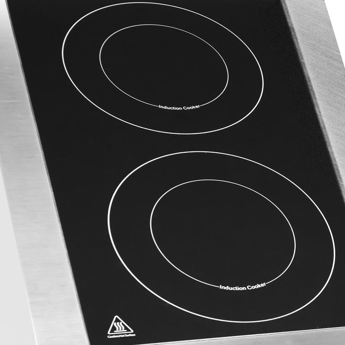 Combisteel ENTRY 700 stainless steel induction cooktop with two cooking hobs and knob controls view 7