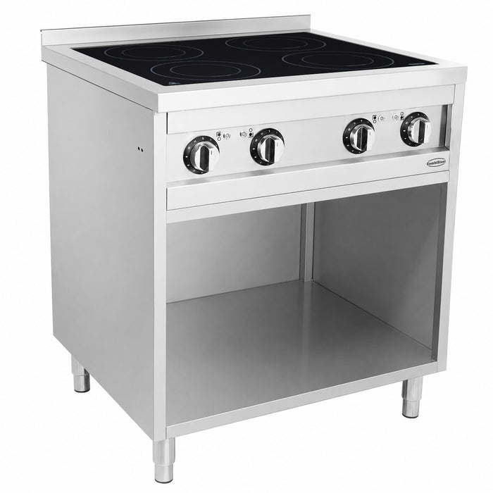 Combisteel ENTRY 700 stainless steel induction cooker with four cooking hobs and knob controls