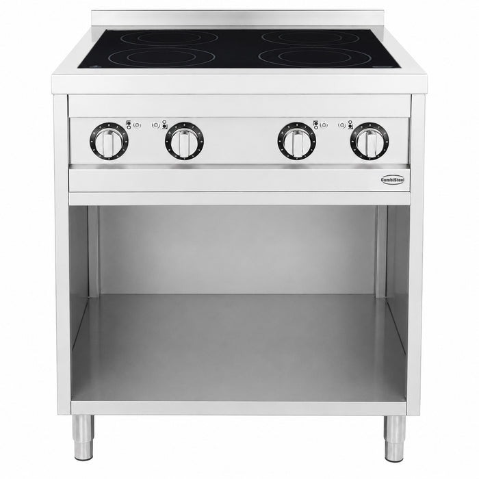 Combisteel ENTRY 700 stainless steel induction cooker with four cooking hobs and knob controls view 2