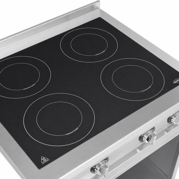 Combisteel ENTRY 700 stainless steel induction cooker with four cooking hobs and knob controls view 3