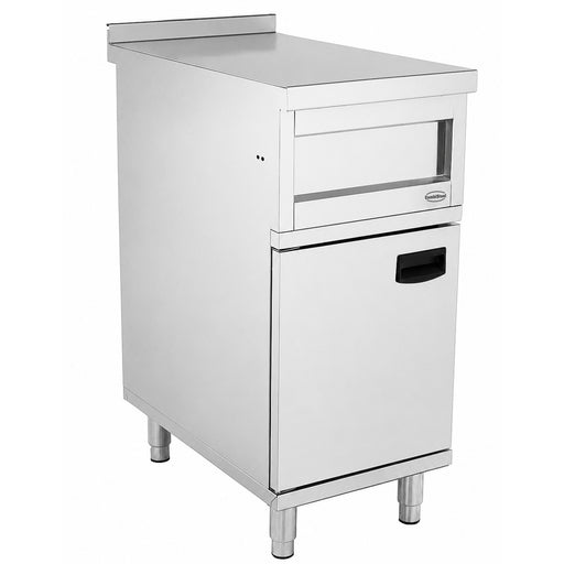 Stainless steel freestanding neutral unit with compact dimensions