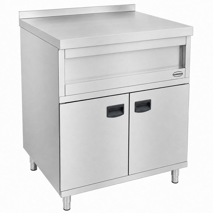 Stainless steel freestanding neutral work unit with double configuration