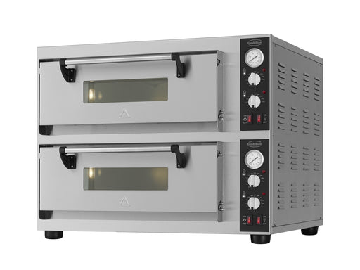 Combisteel double deck electric pizza oven, tabletop model, stainless steel finish