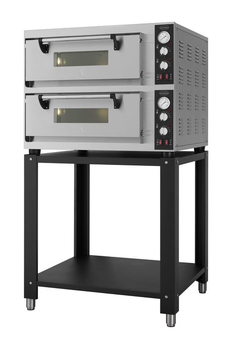 Combisteel double deck electric pizza oven, tabletop model, stainless steel finish view 5
