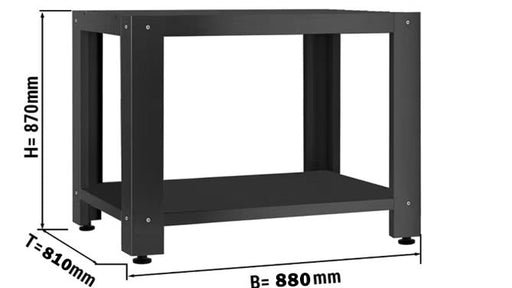 Stainless steel support stand for pizza oven installation view 2