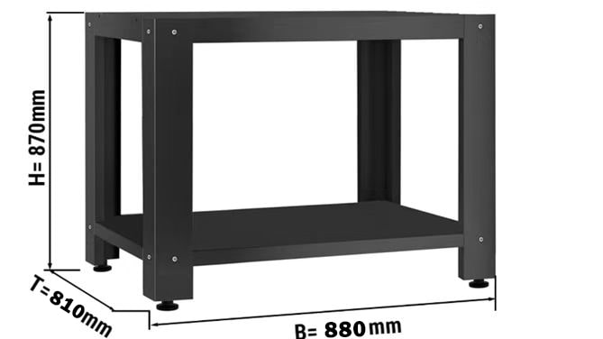 Stainless steel support stand for pizza oven installation view 2