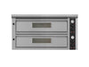Stainless steel tabletop electric pizza oven with dual cooking chambers view 2