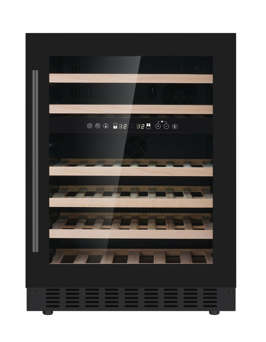 Combisteel single glass door wine cooler with LED lighting and dual temperature zones
