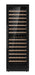 Tall single glass door wine cooler with LED lighting and dual temperature zones for red and white wine