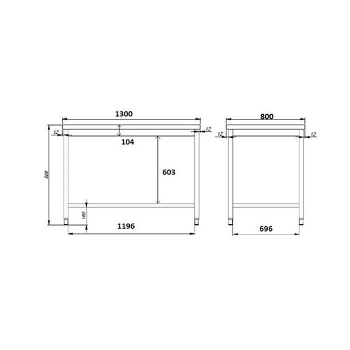 Combisteel 800 Worktable Open Frame 1300