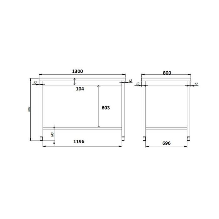 Combisteel 800 Worktable Open Frame 1300