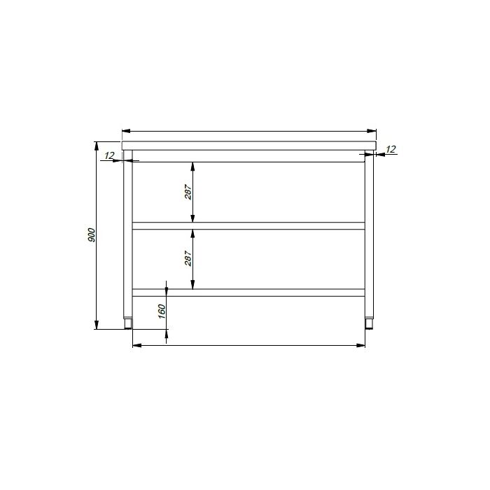 Combisteel 600 Worktable 2 Shelves 2900