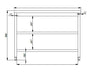 Stainless steel worktable with integrated shelf storage, 1200mm width view 2
