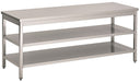 Stainless steel worktable with 2 shelves, 1300mm wide