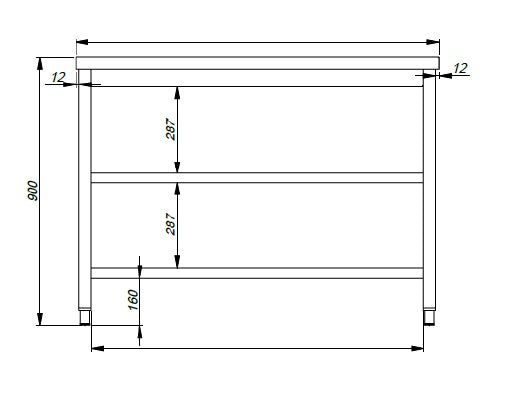 Stainless steel worktable with two middle shelves, 2200mm wide view 2