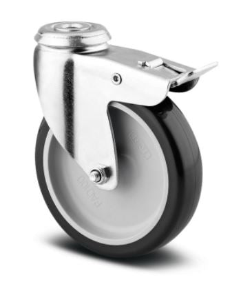 Combisteel four piece castor set with braked and unbraked wheels for trolleys