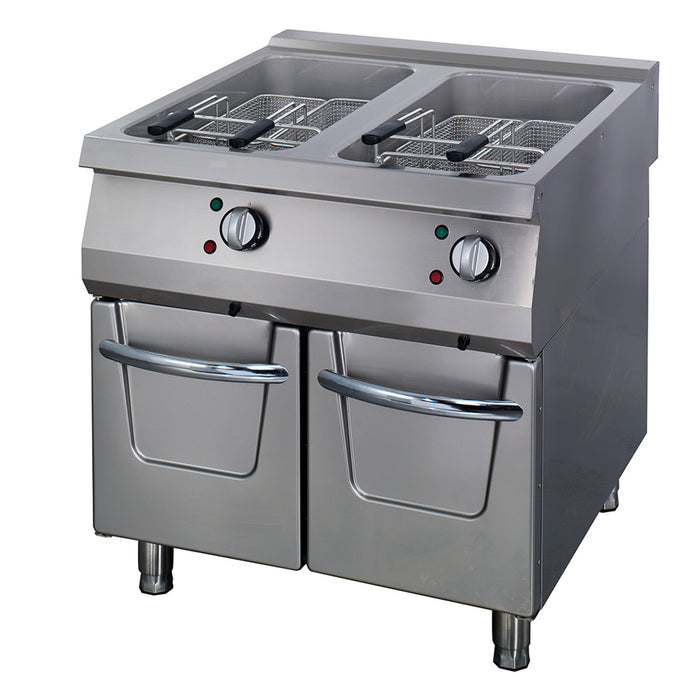 Maxima 09398608 Premium Deep Fryer 2 x 22L Double Unit 90cm Deep with Drain Tap Electric