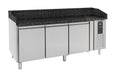 Stainless steel 3 door pizza counter with black granite work surface