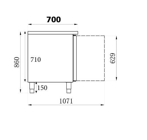 Stainless steel three door refrigerated counter with digital controls view 2