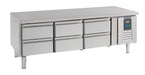 Stainless steel 6 drawer refrigerated counter, 1600mm wide, 650mm height
