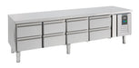 Stainless steel 8 drawer refrigerated counter, 2000mm wide x 700mm deep x 650mm high