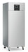 Stainless steel upright refrigerator with single right-hinged door and digital display panel