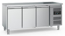Stainless steel 3 door refrigerated counter with adjustable feet